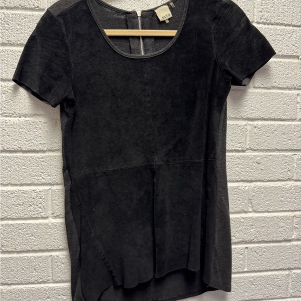 Ecru Black Blouse with Long Sleeves